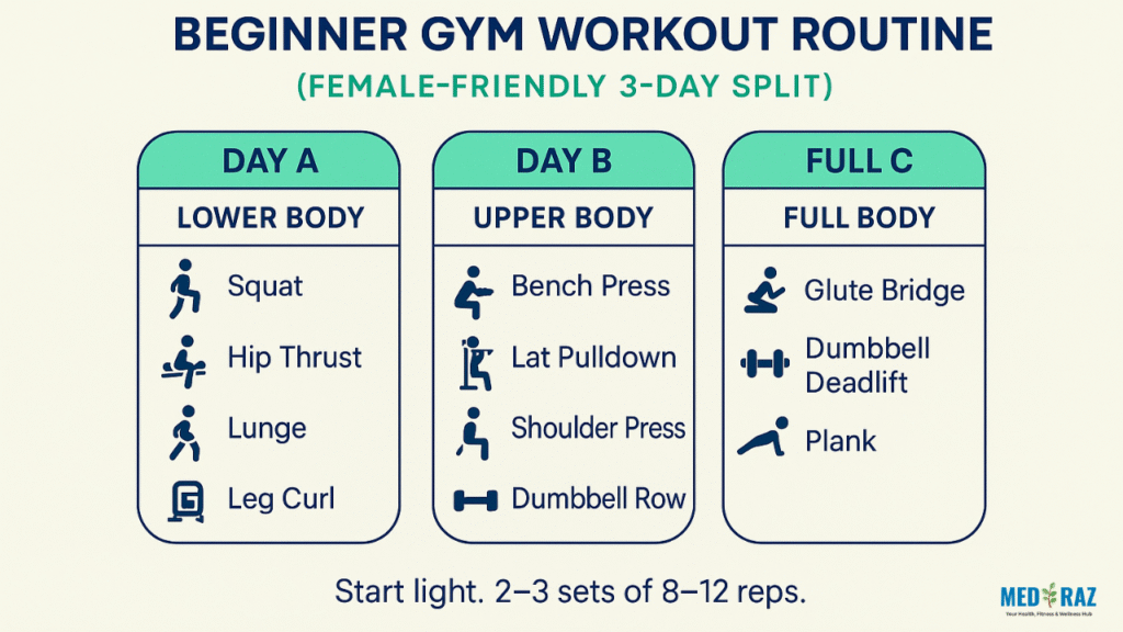 beginner gym workout routine for female